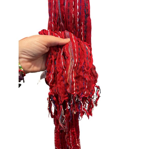 Faded Glory Red Bohemian Scarf Fringed Casual Scarf NWT Women's Size - Picture 5 of 5